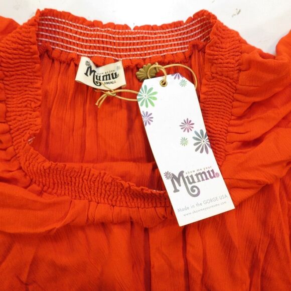 SHOW ME YOUR MUMU Womens S NEW CHIQUITA MALIBU BOHO PEASANT TOP SHIRT Red - Picture 3 of 3